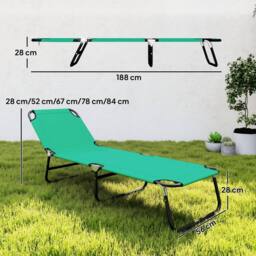OUTSUNNY Folding Lounge Chair, Outdoor Chaise Lounge for Bench Patio, Green - thumbnail 3