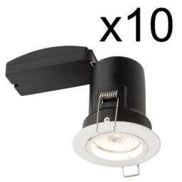 First Choice Lighting Set of 10 Fire Rated Downlights - White Fixed GU10 Recessed Downlights - thumbnail 2