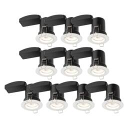 First Choice Lighting Set of 10 Fire Rated Downlights - White Fixed GU10 Recessed Downlights - thumbnail 1