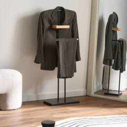Wyld and Coco Coat Rack Black Steel with Fir Shelves 118 cm - thumbnail 1