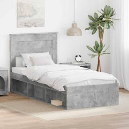 Berkfield Home Bed Frame with Headboard Concerte 90 x 200 cm Solid Pine Wood in Grey