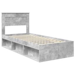 Berkfield Home Bed Frame with Headboard Concerte 90 x 200 cm Solid Pine Wood in Grey - thumbnail 4