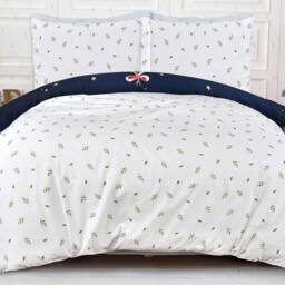 Smart Living Printed Little Christmas HollyTree Reversible Duvet Cover & Pillowcase in Navy - Size: Double - thumbnail 3