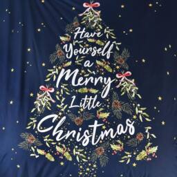 Smart Living Printed Little Christmas HollyTree Reversible Duvet Cover & Pillowcase in Navy - Size: Double - thumbnail 2