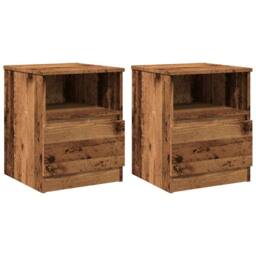 Berkfield Home Bedside Cabinets 2 pcs Old Wood 40x40x50 cm Engineered Wood in Brown - Size: 40 x 40 x 50 cm - thumbnail 1