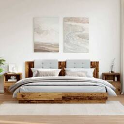 Berkfield Home Bedside Cabinets 2 pcs Old Wood 40x40x50 cm Engineered Wood in Brown - Size: 40 x 40 x 50 cm - thumbnail 3