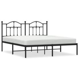 Berkfield Home Metal Bed Frame with Headboard Black 160x200 cm - thumbnail 2