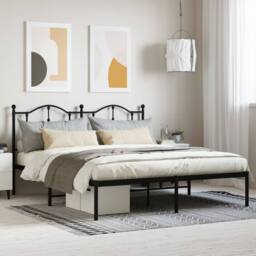 Berkfield Home Metal Bed Frame with Headboard Black 160x200 cm - thumbnail 1