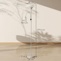 HOMCOM Mother-Child Floor Lamp Duo Light with 3 Colour Temperatures in Silver - thumbnail 3
