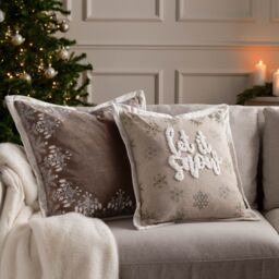 Paoletti Winter Let It Snow Embroidered Cushion in Green - Size: 45 cm x 45 cm - thumbnail 6