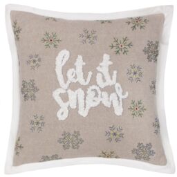 Paoletti Winter Let It Snow Embroidered Cushion in Green - Size: 45 cm x 45 cm - thumbnail 2
