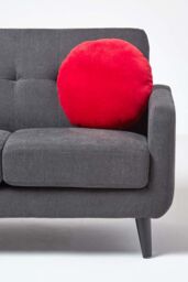 Homescapes Velvet Cushion, 40 cm Round in Red - Size: 40 cm x 40 cm - thumbnail 4