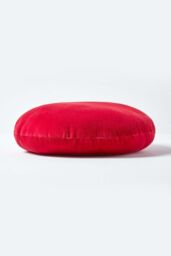Homescapes Velvet Cushion, 40 cm Round in Red - Size: 40 cm x 40 cm - thumbnail 2