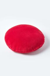 Homescapes Velvet Cushion, 40 cm Round in Red - Size: 40 cm x 40 cm - thumbnail 3