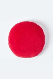 Homescapes Velvet Cushion, 40 cm Round in Red - Size: 40 cm x 40 cm