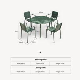 Royalcraft Porto 4 Seater Round Dining Set in Moss in Green - thumbnail 3