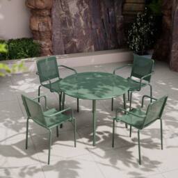 Royalcraft Porto 4 Seater Round Dining Set in Moss in Green - thumbnail 1
