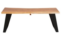 Orsina Acacia Wood & Looped Iron Base Coffee Table, Modern Scandinavian Coffee Table For Living Room, Wood Table in Brown - thumbnail 2