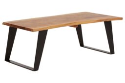 Orsina Acacia Wood & Looped Iron Base Coffee Table, Modern Scandinavian Coffee Table For Living Room, Wood Table in Brown - thumbnail 4