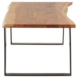 Orsina Acacia Wood & Looped Iron Base Coffee Table, Modern Scandinavian Coffee Table For Living Room, Wood Table in Brown - thumbnail 3