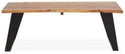 Orsina Acacia Wood & Looped Iron Base Coffee Table, Modern Scandinavian Coffee Table For Living Room, Wood Table in Brown - thumbnail 6