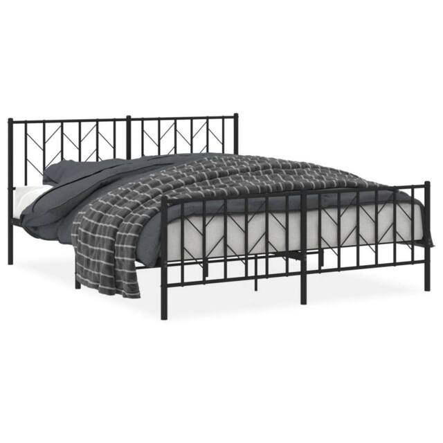 Berkfield Home Metal Bed Frame with Headboard & Footboard Black 160x200 cm - image 1