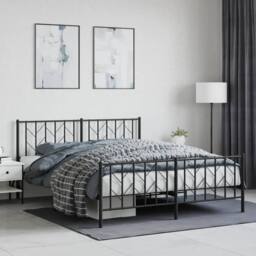 Berkfield Home Metal Bed Frame with Headboard & Footboard Black 160x200 cm - thumbnail 2