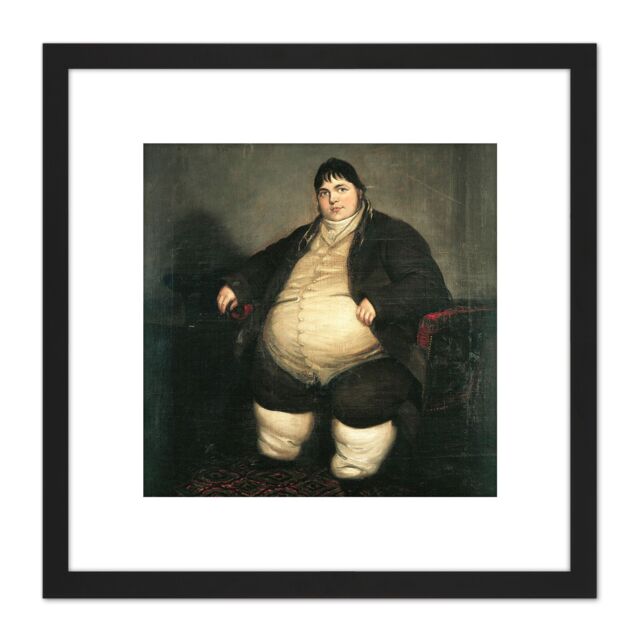Artery8 Daniel Lambert Portrait 8X8 Inch Square Wooden Framed Wall Art Print Picture with Mount in Black - image 1