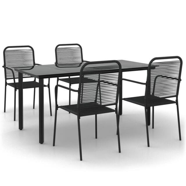 Berkfield Home 5 Piece Garden Dining Set Black Cotton Rope & Steel - image 1