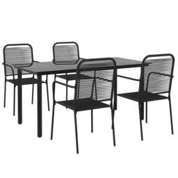 Berkfield Home 5 Piece Garden Dining Set Black Cotton Rope & Steel - thumbnail 3