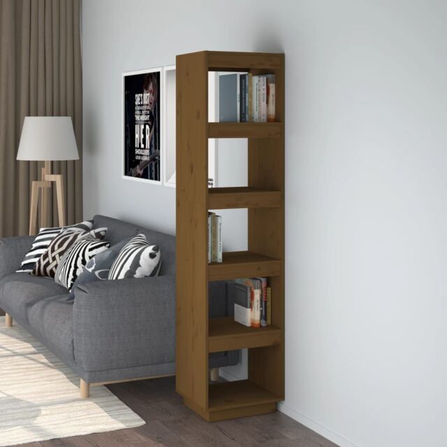 Berkfield Home Book Cabinet/Room Divider Honey Brown 40x35x167 cm Solid Wood Pine - Size: 40 x 35 x 167 cm - image 1