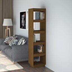 Berkfield Home Book Cabinet/Room Divider Honey Brown 40x35x167 cm Solid Wood Pine - Size: 40 x 35 x 167 cm - thumbnail 1