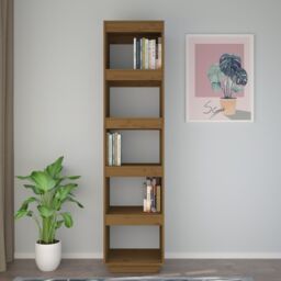 Berkfield Home Book Cabinet/Room Divider Honey Brown 40x35x167 cm Solid Wood Pine - Size: 40 x 35 x 167 cm - thumbnail 3