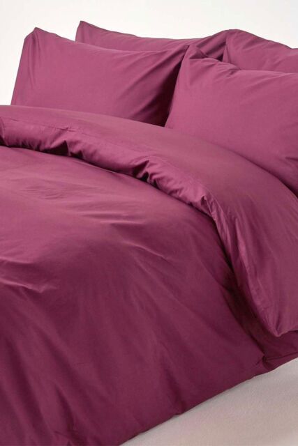 Homescapes Egyptian Cotton Duvet Cover with Pillowcase, 200 TC in Plum - Size: Double - image 1