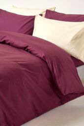 Homescapes Egyptian Cotton Duvet Cover with Pillowcase, 200 TC in Plum - Size: Double - thumbnail 5