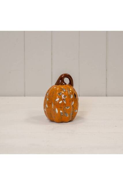 KDMD Brown Ceramic Pumpkin Tealight in Orange - image 1