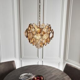 Netlighting 'CARBONIA' Stylish Dimmable Indoor 6 Light Glass Ceiling Pendant in Gold - thumbnail 3