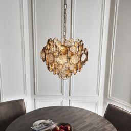 Netlighting 'CARBONIA' Stylish Dimmable Indoor 6 Light Glass Ceiling Pendant in Gold - thumbnail 4