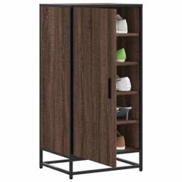 Berkfield Home Shoe Rack Brown Oak 48x38x97.5 cm Engineered Wood - thumbnail 2