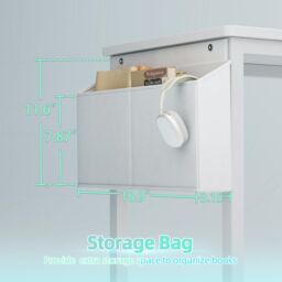 BEXEVUE Gaming Computer Desk with Power Outlets & Storage Drawer, 120X50/100×50cm in White - Size: 100 cm - thumbnail 6