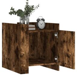 Berkfield Home Bedside Cabinet Smoked Oak 45x50x50 cm Engineered Wood in Brown - Size: 45 x 50 x 50 cm - thumbnail 3