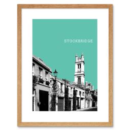 "Artery8 Wall Art Print Stockbridge Edinburgh Scotland Landmark Teal Framed Art in Beige - Size: W7"" x H9""" - thumbnail 1