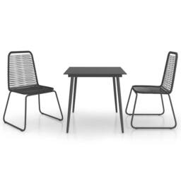 Berkfield Home Durable 3 Piece Garden Dining Set PVC Rattan Black - thumbnail 3