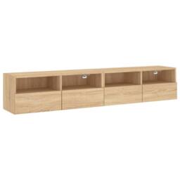 Berkfield Home TV Wall Cabinets 2 pcs Sonoma Oak 80x30x30 cm Engineered Wood in Light Tan - Size: 80 x 30 x 30 cm - thumbnail 3