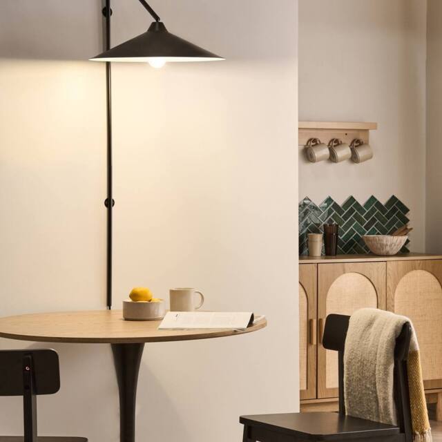 Wyld and Coco Black Metal Bell Wall Lamp - Modern Industrial Adjustable Wall Light - image 1