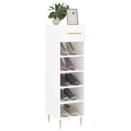 Berkfield Home Shoe Cabinet High Gloss White 30x35x105 cm Engineered Wood - Size: 30 x 35 x 105 cm - thumbnail 3