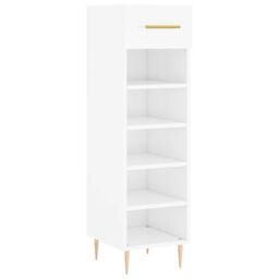 Berkfield Home Shoe Cabinet High Gloss White 30x35x105 cm Engineered Wood - Size: 30 x 35 x 105 cm - thumbnail 2