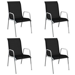 Berkfield Home 5 Piece Outdoor Dining Set Steel Black in Grey - thumbnail 5