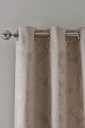 Catherine Lansfield 'Opulent Jacquard' Lined Eyelet Curtains in Gold - Size: 168 cm width x 229 cm drop - thumbnail 2