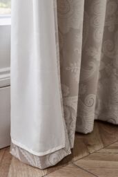 Catherine Lansfield 'Opulent Jacquard' Lined Eyelet Curtains in Gold - Size: 168 cm width x 229 cm drop - thumbnail 4